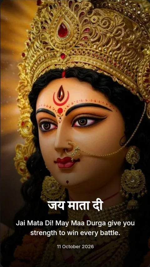 Navratri greeting card: Jai Mata Di, with Maa Durga