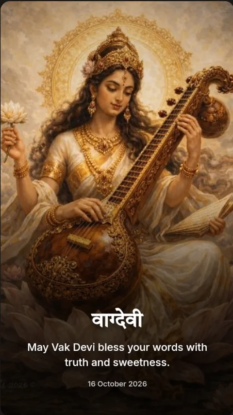 Vagdevi greeting card with Saraswati