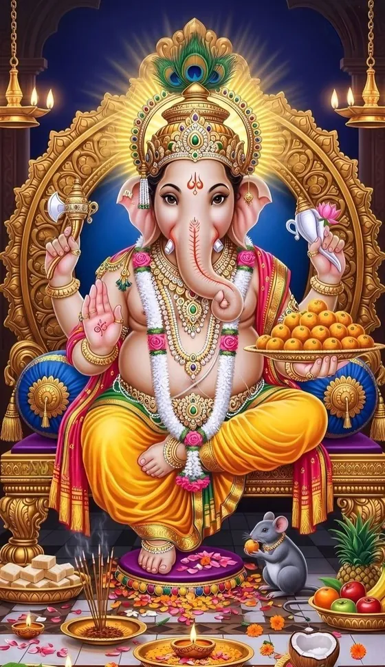 Wallpaper of Ganesha with modak